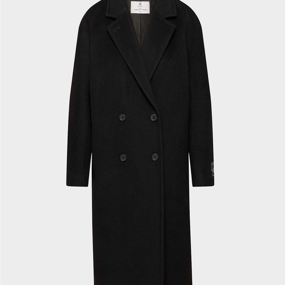 Aritzia Slouch Black Double-Breasted Long Wool Coat